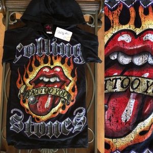 Rolling Stones Maternity Hoodie Short Sleeve Shirt